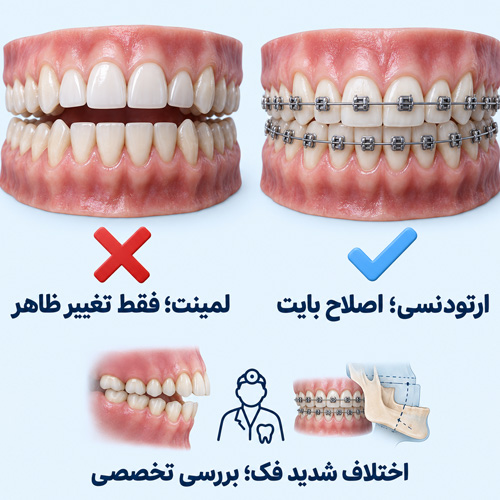 برای مشکلات بایت ارتودنسی یا لمینت؟